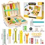 Jouet Boîte à Outils Enfant, 34 Pièces Jouet en Bois Malette Outils et Établis, Créatif et Éducatif DIY 3D Jeux de Construction,
