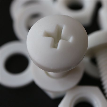 20 x White Pan Head Screws Polypropylene (PP) Plastic Nuts and Bolts