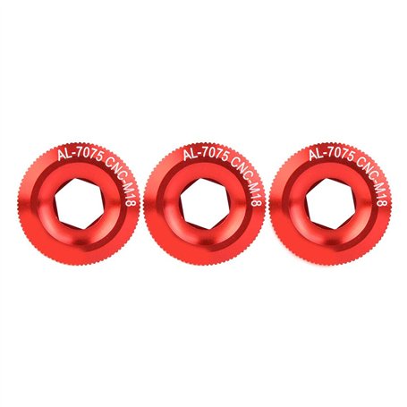 3pcs 18mm Alliage D'Aluminium Boulons de Manivelle de VéLo Capuchon à Visser pour PéDalier(Rouge)