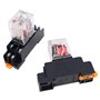 WANGCL Lot de 2 mini relais électromagnétiques AC 12 V 8 broches DPDT relais 2NO + 2NC avec base de prise et indicateur LED