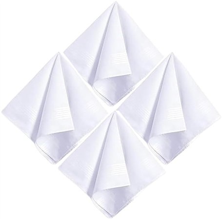Lot de 4 mouchoirs en tissu blanc