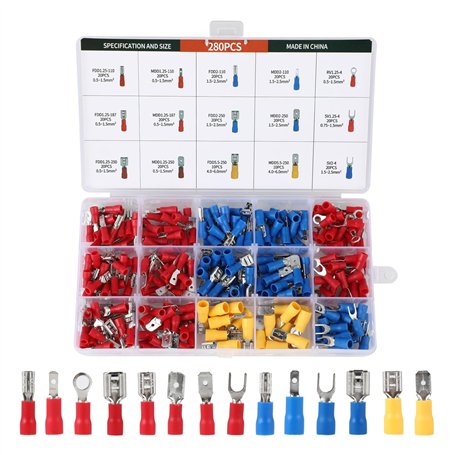 Cosses Électriques À Sertir - Cosse À Sertir 280 Pièces - Cosses Et Kits - Cosses Plates - Cosses À Anneau - Connecteurs électri