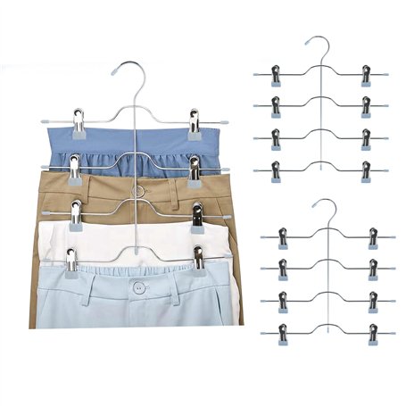 Cintres Pantalons - 3 Pièces Cintre Gain De Place - Cintre Pince - Ceintre Pantalon Metal avec Antidérapante Clips - pour Pantal