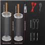 Ensemble de paniers de grillage enroulable emboîtables 2 Paniers de barbecue cylindriques en acier inoxydable avec poignée en bo