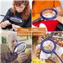 Delixike Lampe loupe rechargeable à intensité variable 5x - Mains libres avec lumière et support 28 LED Pour personnes âgées, fa