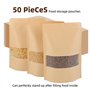 50 sacs en papier kraft avec fenêtre - Sacs en papier kraft refermables 18 x 26 cm - Papier kraft - Pour noix, bonbons, feuilles