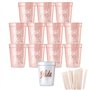 Lot de 12 gobelets Team Bride JGA réutilisables avec 6 modèles de pailles pour enterrement de vie de jeune fille