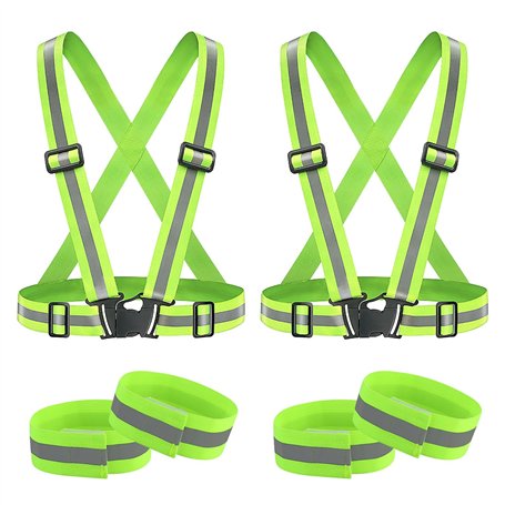 Lot de 2 Gilets réfléchissants avec 2 Bracelets réfléchissants