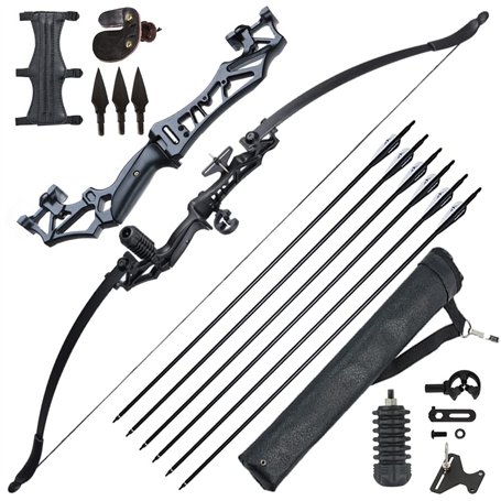 Huntingdoor 55" Arc et Flèche Set Adulte 40lbs Takedown Arc Recurve Kit Tir à l'arc Arc de Chasse avec Accessoires Arc Long en M