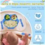Alyvisun Hibou Assiette Ventouse pour Bébé, Bol Bebe en Silicone avec 3 Cuillère Fourchette Vaisselle Ventouses Enfant Plaque Co