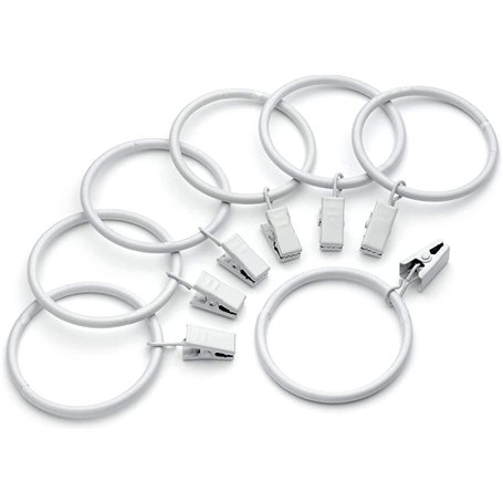 Mmbox Lot de 40 anneaux de rideaux blancs vintage - Résistants à la rouille - Diamètre intérieur de 3