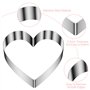 Luazvilkpsar 3 Pièces Cercle a Patisserie Coeur en Inox, Cercle Patisserie Hauteur 4.5 cm Moule à Gâteau Diamètre 10/15/20 cm, C
