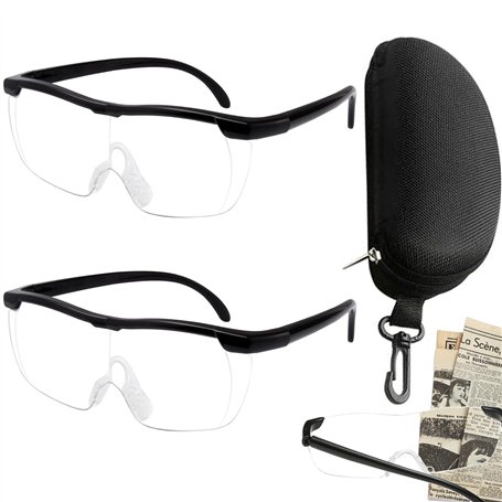 2 Pièces Lunettes Loupe 250% avec Étui
