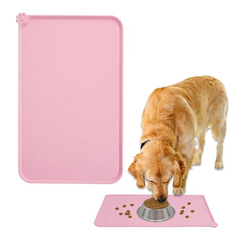 ATBUSS 1 Tapis d'alimentation Rose pour Animaux De Compagnie (48 Cm * 30 Cm)