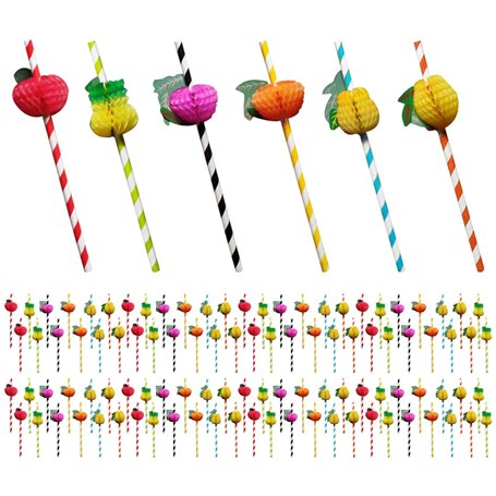 Lot De 100 Pailles À Boire En Forme De Fruit