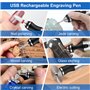Weinsamkeit Stylo Graveur Électrique, Kit de Outil de Gravure USB Rechargeable avec 37 Bits et 5 Pochoirs Mini Perceuse Sans Fil