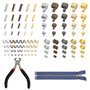 100 Pièces Kit Réparation Fermeture Éclair Kit Reparation Fermeture Eclair Métal Kit de Reparation Fermeture Eclair avec Pince d