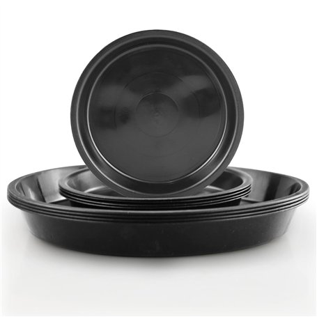 Lot de 8 soucoupes rondes en plastique noir pour pot de fleurs