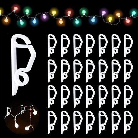 Surflyee Lot de 100 Crochets de Gouttières pour Accrocher les Guirlandes de Noël pour les Lumineuse Intérieur et Extérieur Unive