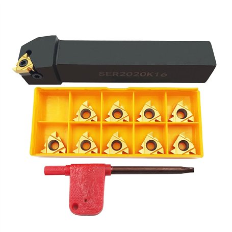 ASZLBYM 3/4" Outil de tour Insert de filetage Porte-outil de tournage SER2020K16 avec insert de filetage indexable 16ER AG60 Lam