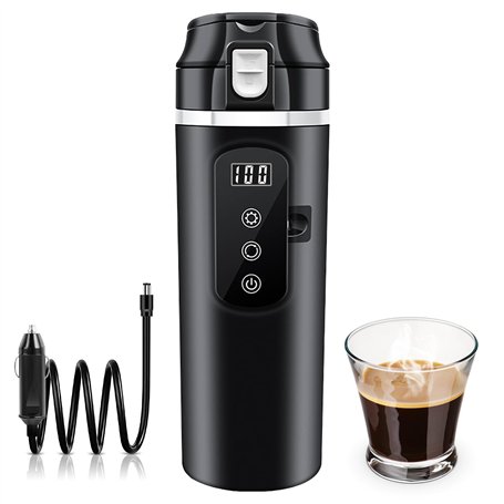 BORDEAG Tasse d'eau Chauffée pour Véhicule 12V/24V 500ml Bouilloire Électrique De Voyage