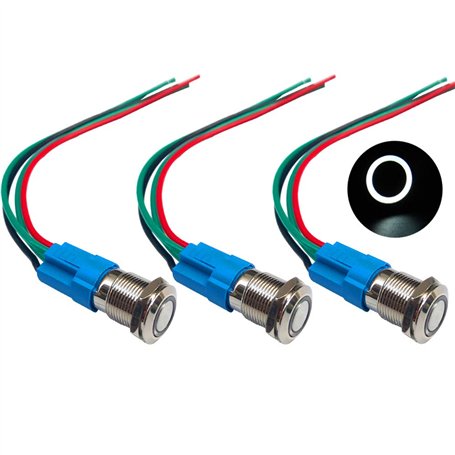 QitinDasen 3Pcs Premium 12V / 24V 3A Interrupteur à Bouton-Poussoir Momentané