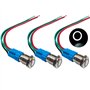 QitinDasen 3Pcs Premium 12V / 24V 3A Interrupteur à Bouton-Poussoir Momentané