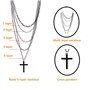 PPX Multicouche gothique rétro des années 80 noir longue chaîne mode croix collier et acier inoxydable balançant croix boucles d