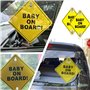 Panneaux pour Bébé à Bord,2 pièces Panneaux d'avertissement de Voiture pour Bébé à Bord Double Ventouse Autocollant Bébé Dans La
