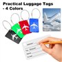MXTIMWAN Étiquettes à Bagages en Aluminium 4 Pièce, Étiquette Valise Avion Etiquette Bagage avec Cordon Inox et Carte PVC étanch