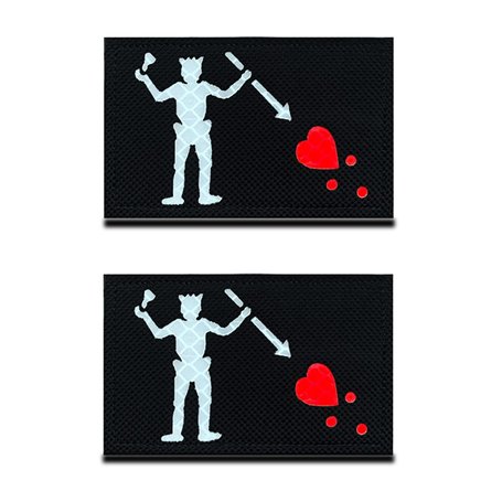 2 Pièces Des Réfléchissant Pirate de Barbe Noire Drapeau de IR Infrarouge Sécurité Badge Moral Tactique Coussin D'Uniforme Milit