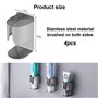 YOYEAH Lot de 4 porte-brosses à dents électriques en acier inoxydable - Support mural sans perçage - Pour brosses à dents électr