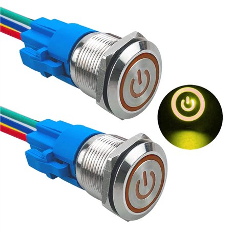 Aiqeer 2 Pièces 19 mm Commutateur Bouton-Poussoir Auto-Bloquant