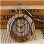 Montre de poche classique à quartz en bois avec cadran ouvert et pendentif steampunk pour cadeau d'anniversaire de Noël et boîte