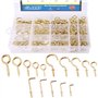 GLARKS Assortiment de 213 crochets à vis plaqués laiton et crochets carrés pour fixation au plafond