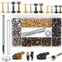 Lot de 180 rivets en métal pour cuir en 3 tailles - Fabriqués à la main - Rivets creux - Avec 3 outils de fixation - Boîte de ra