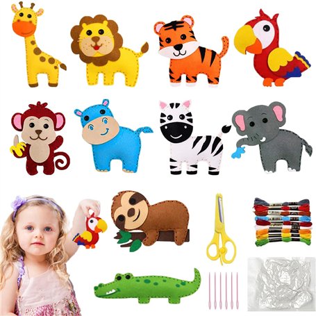 RXKFIGX Kit de Couture pour Enfants à Partir de 6 Ans Animaux en Feutre Kit de Couture pour Débutants Filles et Garçons Kit de B