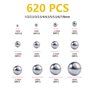 LNGJIN Lot de 620 boules de roulement à billes en acier inoxydable - 12 tailles - 1 à 8 mm - Convient pour les roulements de rou