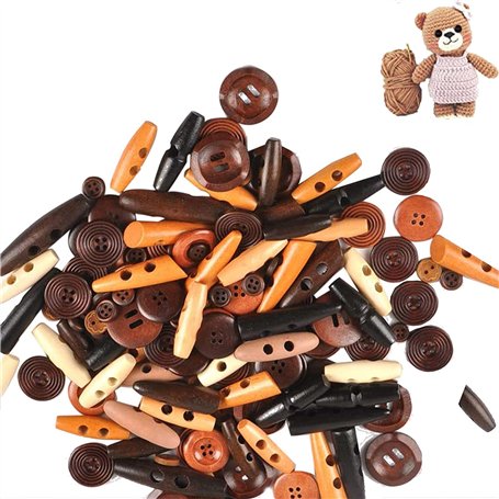 100 Pièces Boutons Ronds en Bois Naturel - Boutons Ovales pour L'artisanat à Coudre Manteau Chandail