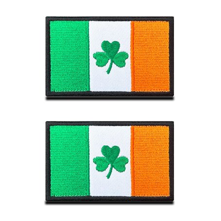2 Pièces Drapeau du Irlande Irlandais Heureusement Trois Feuilles Patch Tactique Militaire Emblème Applique Crochet et Boucle po