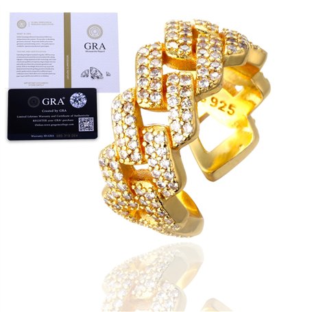 HALUKAKAH Bague Moissanite Homme Chaîne Cubaine