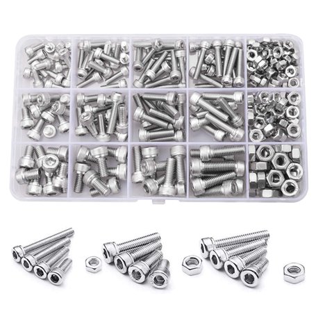 264 Pièces Jeu de Vis et Écrous Boulons à Six Pans Creux et Écrous Vis Mécanique