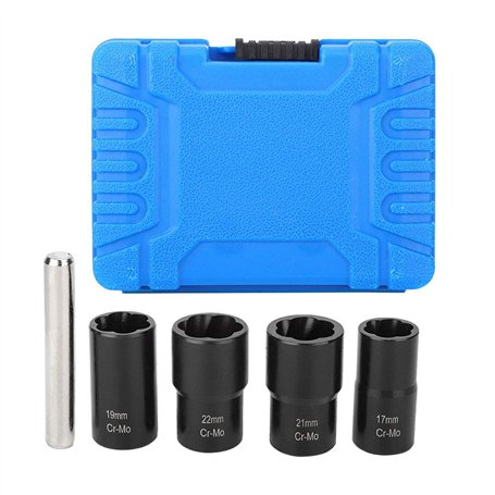 KIMISS 5 pièces Twist Socket Set Roue de Verrouillage Écrou Boulon Goujon Extracteur Extractor 17mm 19mm 21mm 22mm Douille