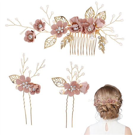 3 Pièces Peigne de Mariée en épingle à Cheveux