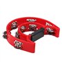 JOIKIT Lot de 4 tambourins à double rangée de 230 x 200 x 48 mm, rouge tambourin en demi-lune avec grelots en métal à double ran