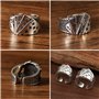 Liitata Lot de 4 bagues vintage punk pour poker - Bague gothique ouverte - Bague de cheville pour homme et femme - Cœurs et arge