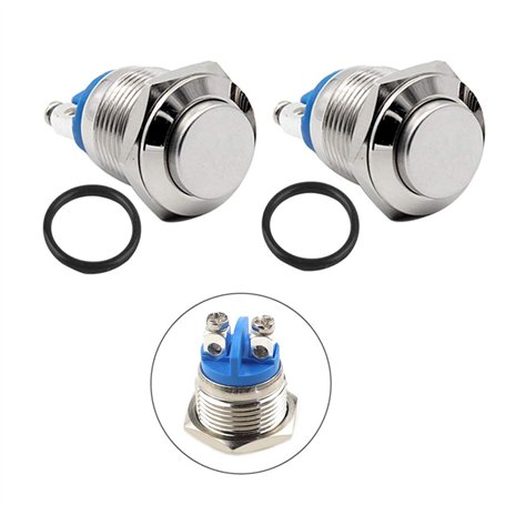 QitinDasen 10Pcs Premium 19mm Interrupteur à Bouton-Poussoir Momentané à 2 Broches