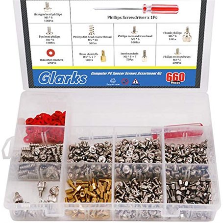 GLARKS Assortiment de 660 vis d'espacement pour PC à tête cruciforme pour boîtier de disque dur