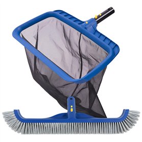 POOLAZA Kit de nettoyage de piscine avec filet de skimmer à mailles fines et brosse de piscine de 45 cm