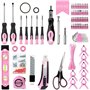 SHALL Ensemble d'outils roses de 246 pièces pour femme, trousse d'outils de base pour la maison avec sac à outils ouvert de 35,6